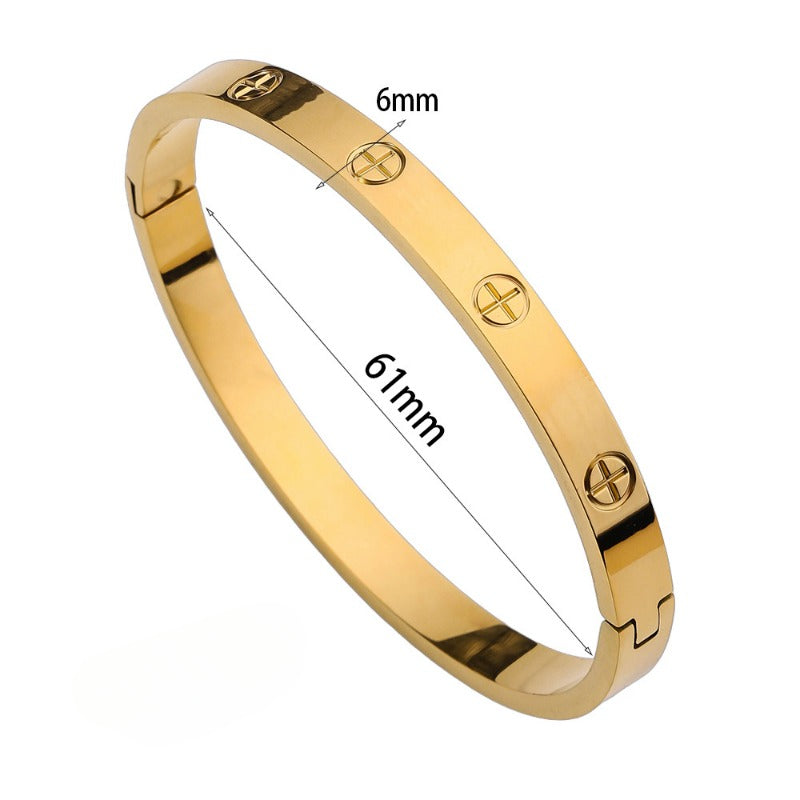 Wholesale Cross Open Clasp Titanium Steel Egg Shape Bracelet ACC-BT-Ruif002