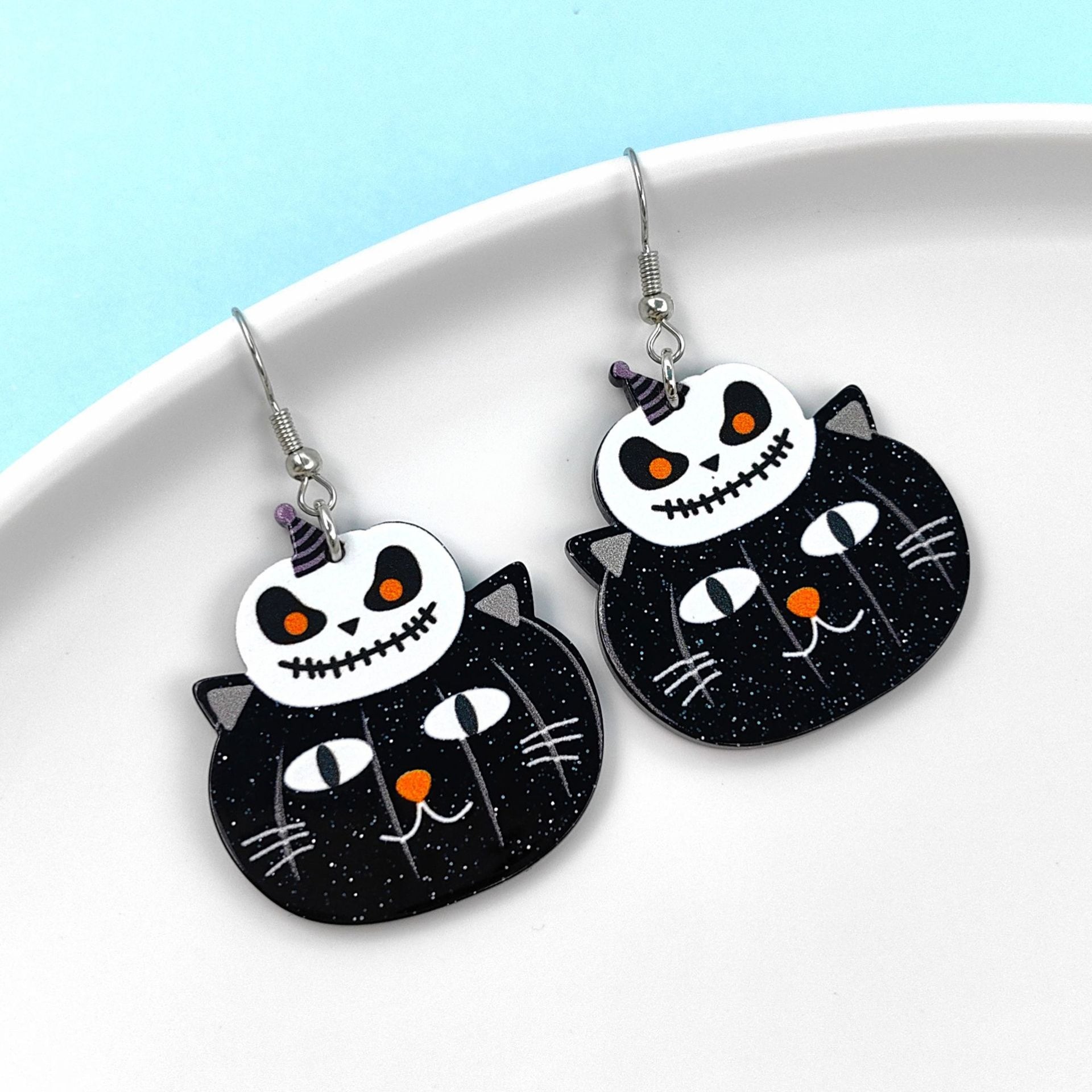 Wholesale Halloween Cartoon Pumpkin Black Cat Ghost Acrylic Earrings ACC-ES-Xizhao008