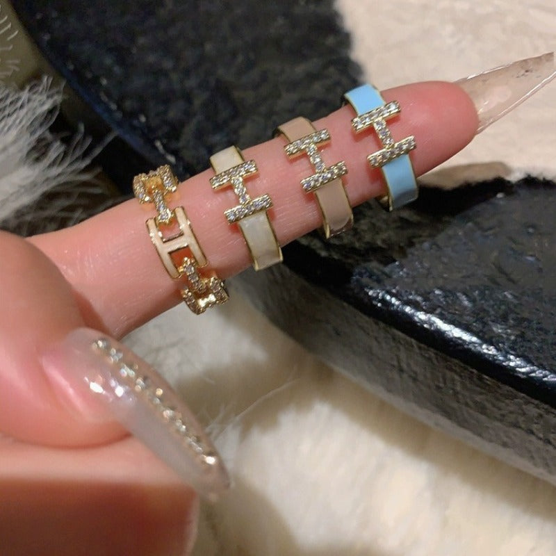 Wholesale Letter Light Luxury Enamel Micro-inlaid Ring ACCVIP-RS-Chuyu001