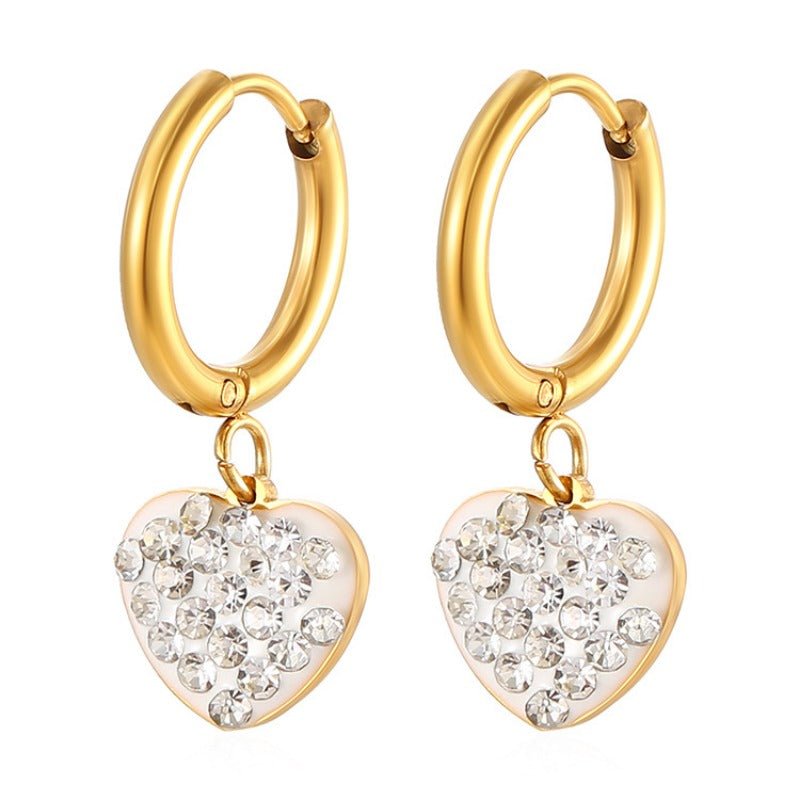 Wholesale Love Pendant Full Diamond Stainless Steel Earrings ACC-ES-MuShan048