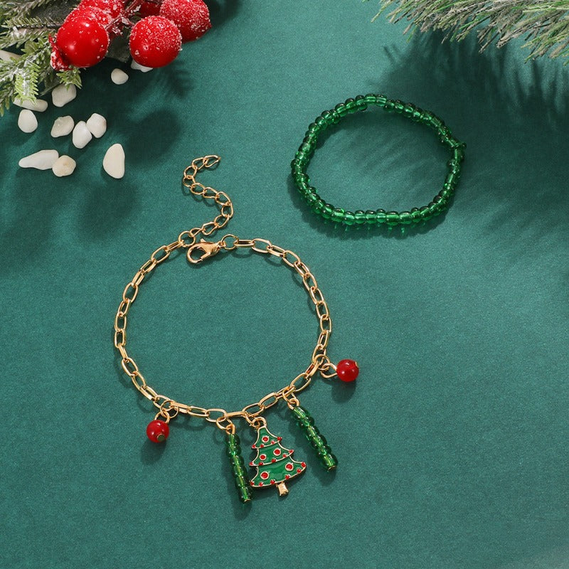 Wholesale Christmas Tree Beaded Bracelet Set ACC-BT-Tiangao002