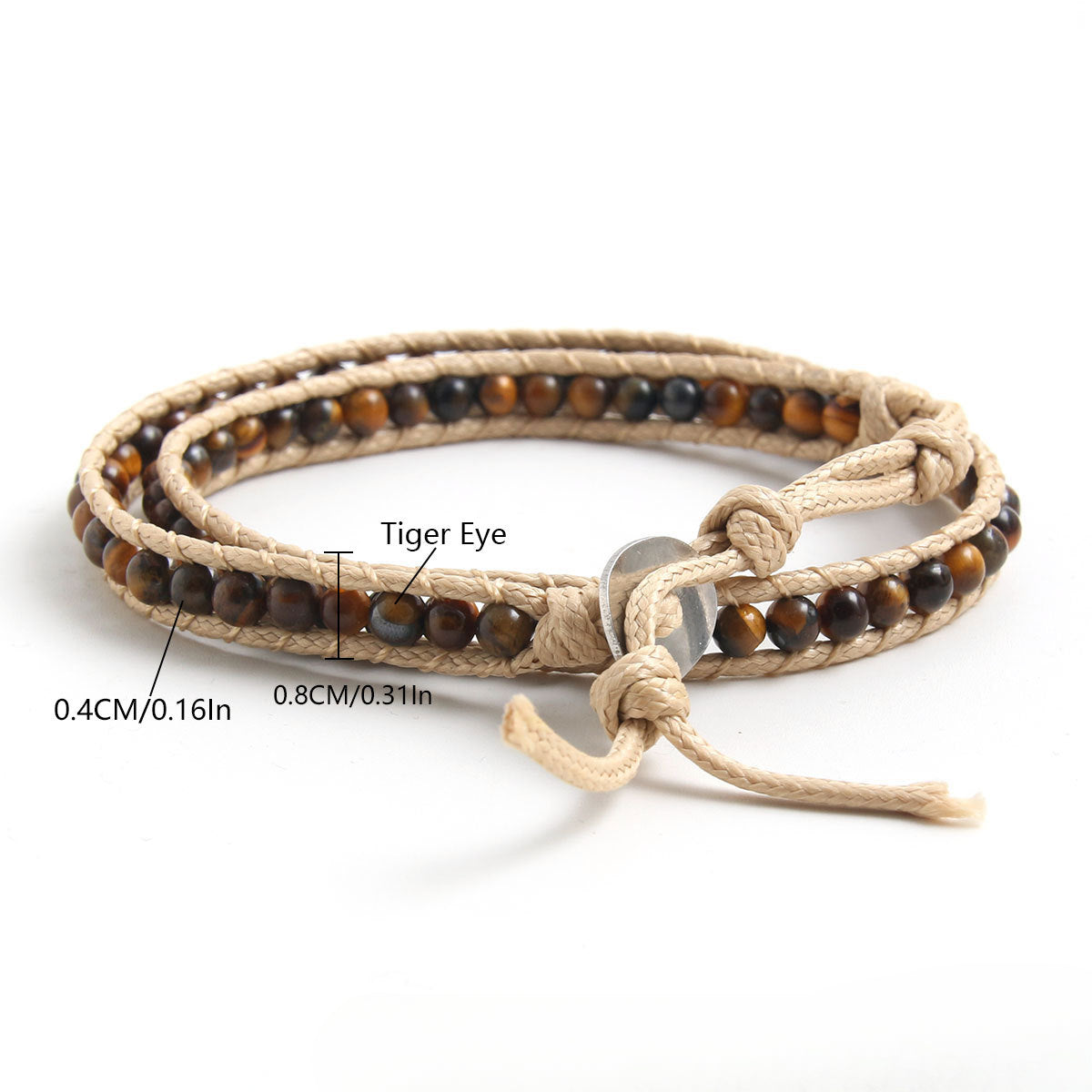 Wholesale Bohemian Tiger Eye Stone Natural Stone Leather Cord Braided Bracelet Stainless Steel Bracelets ACC-BT-HongMing009