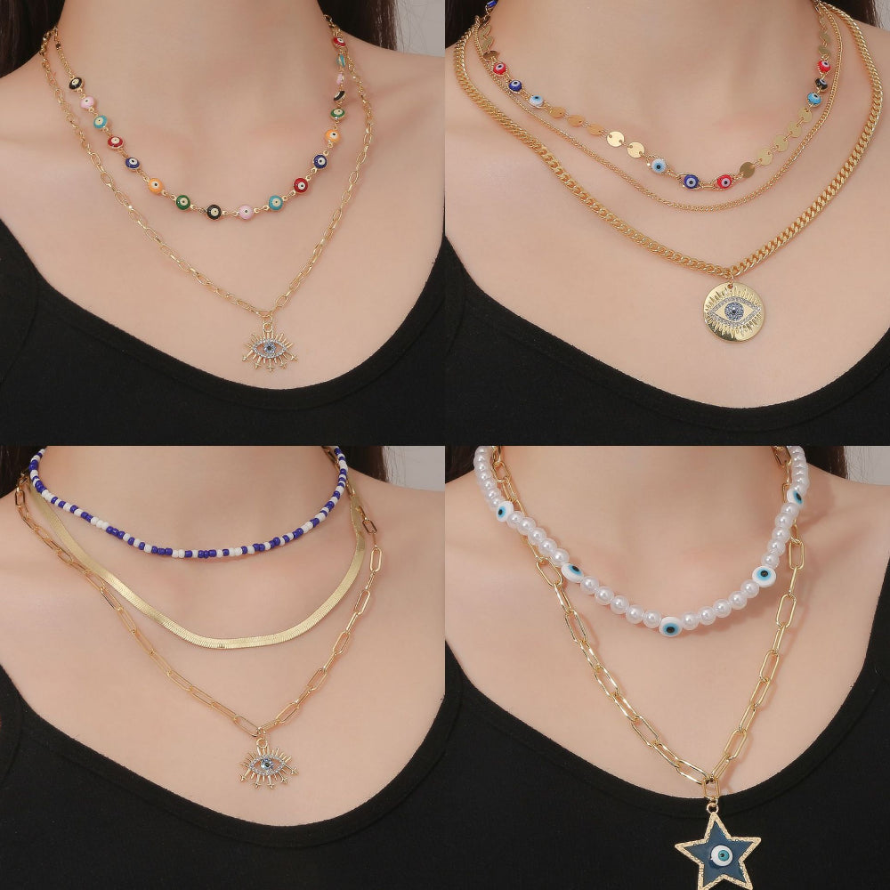 Wholesale Mother's Day Necklace Evil Eye Pendant Multilayer Necklace ACC-NE-ManYi019
