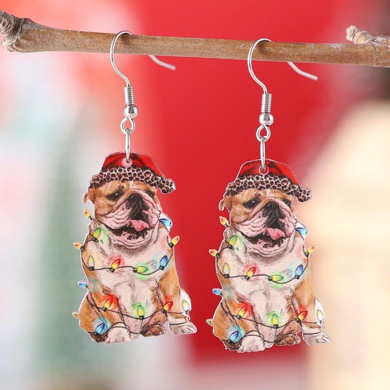 Wholesale Acrylic Christmas Dog Christmas Tree Calf Pendant Earrings ACC-ES-ChuLian114