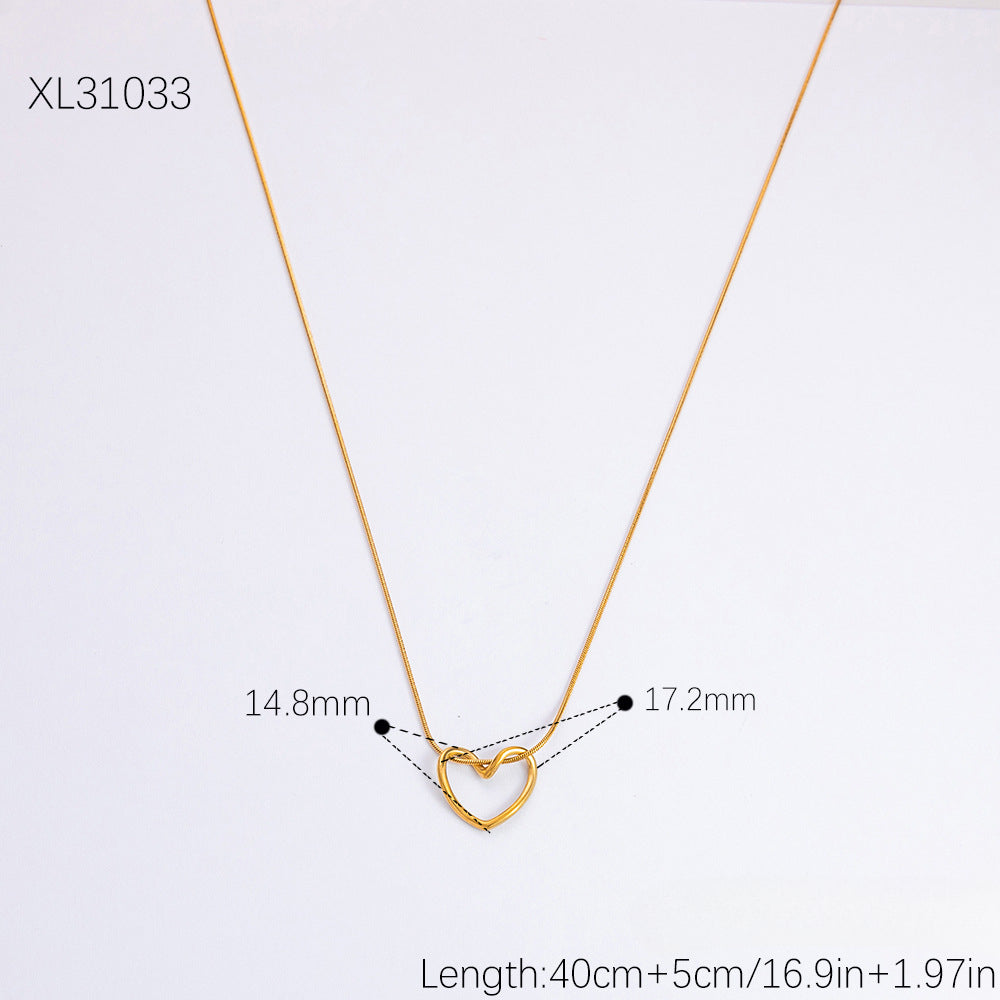 Wholesale Stainless Steel 18K Gold Love Heart Necklaces Bracelet Set ACC-NE-YuHui006