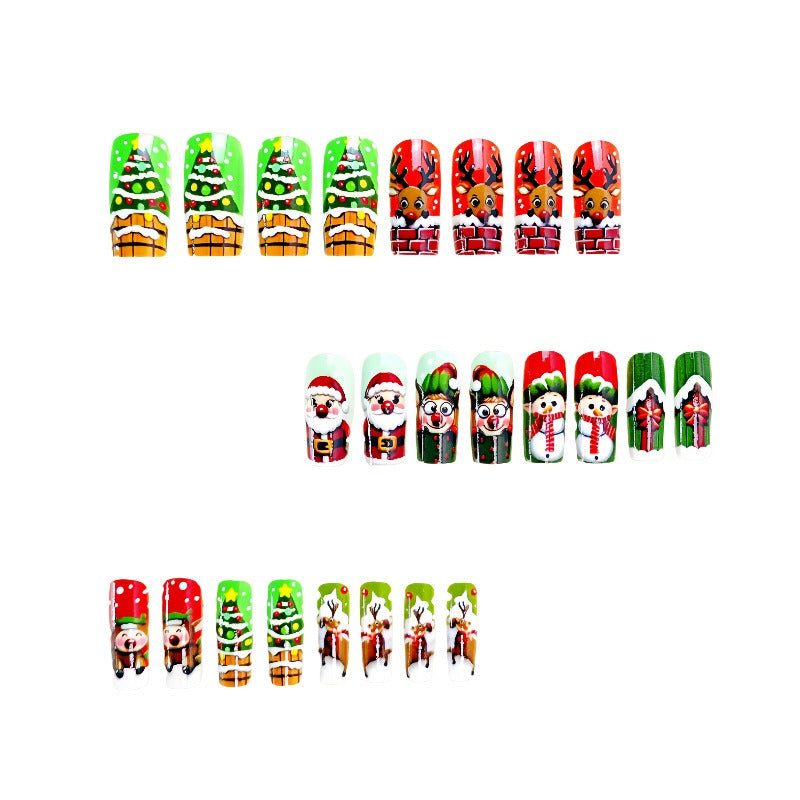 Wholesale 24 Pieces/box Christmas Santa Claus Elk Nails Kits Nail Stickers ACC-NS-Qianx005