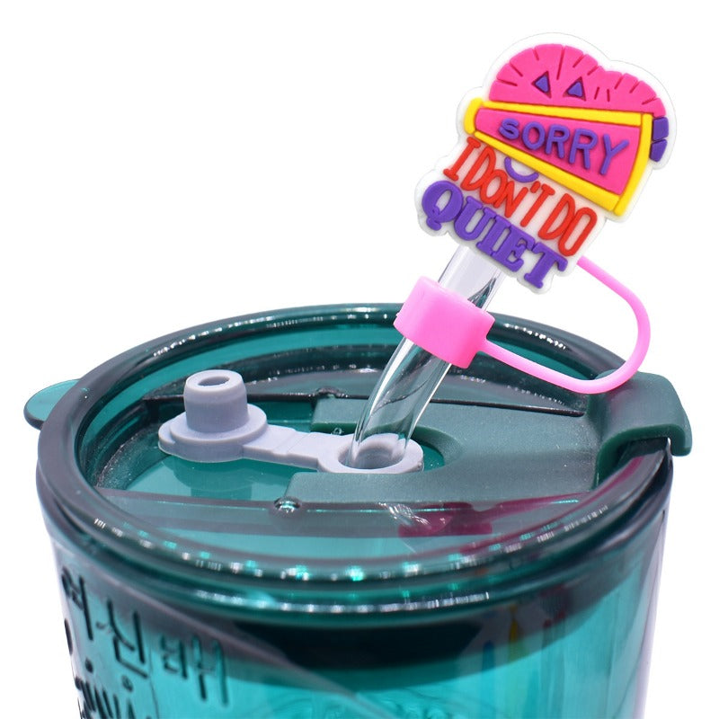 Wholesale Random 100pcs Cheerleading Series 10mm PVC Soft Straw Tube Cap ACC-SCR-RYY151