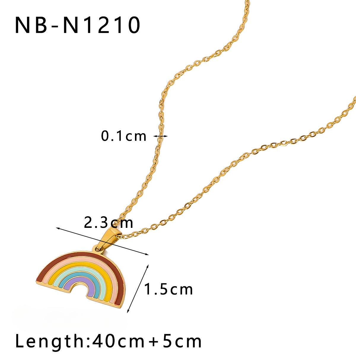 Wholesale Stainless Steel Plated 18k Gold Oil Drop Butterfly Rainbow Love Color Necklaces ACC-NE-XinY009