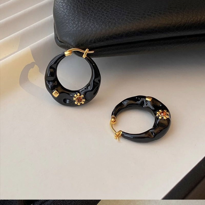 Wholesale Light Luxury Black Vintage Earrings ACC-ES-QY001
