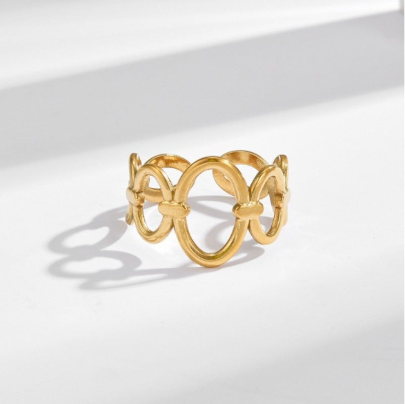 Wholesale Steel Bead Titanium Steel Open Ring Pinky Ring ACC-RS-Qinji001