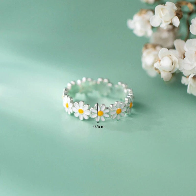 Wholesale Small Daisy White Flower Glue Ring ACC-RS-YunJ013