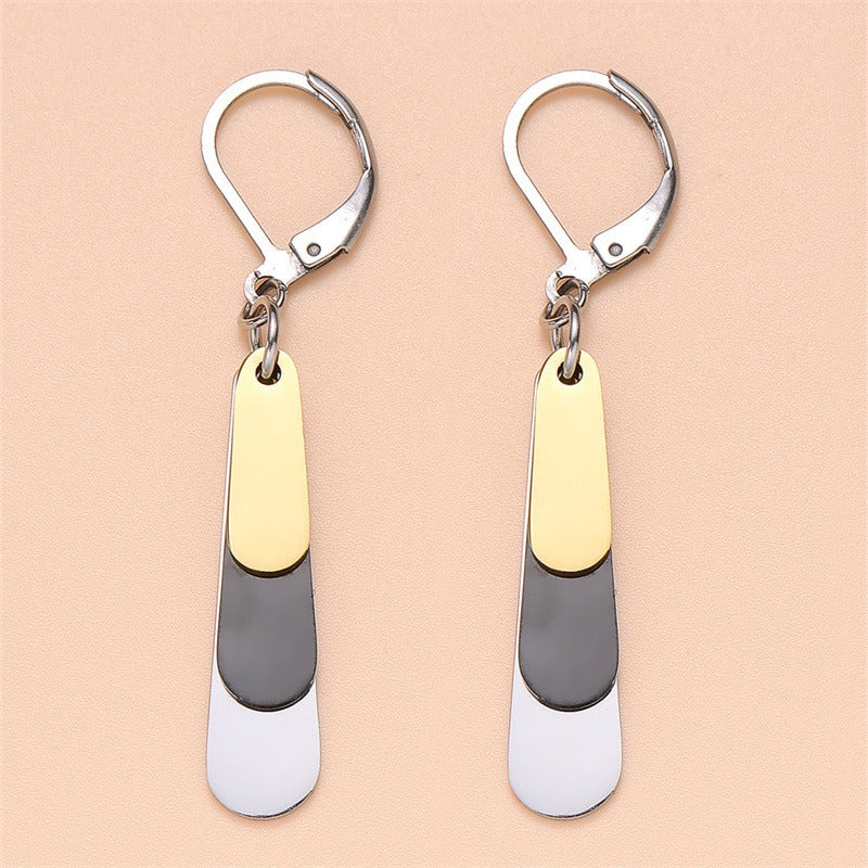 Wholesale Stainless Steel Three Color Drop Earrings ACC-ES-LanXiu003