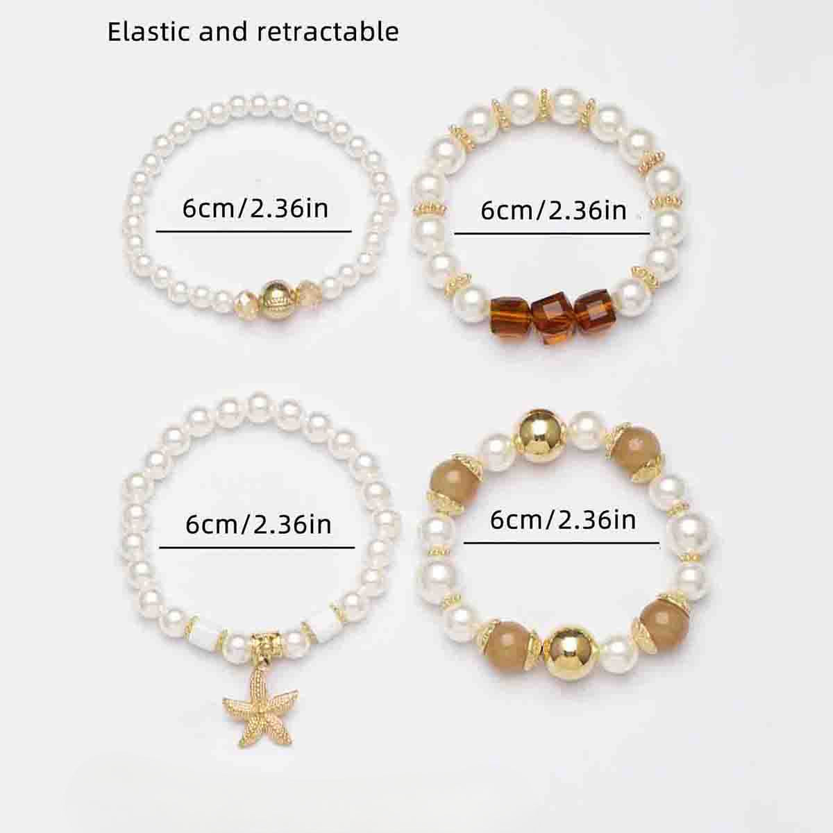 Wholesale Bohemian Creative Starfish Pearl Multi-layer Beaded Bracelet ACC-BT-Lijie006