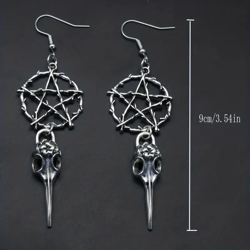 Wholesale Skull Crown Hollow Five-pointed Star Goth Theme Alloy Pendant Earrings ACC-ES-MLR002
