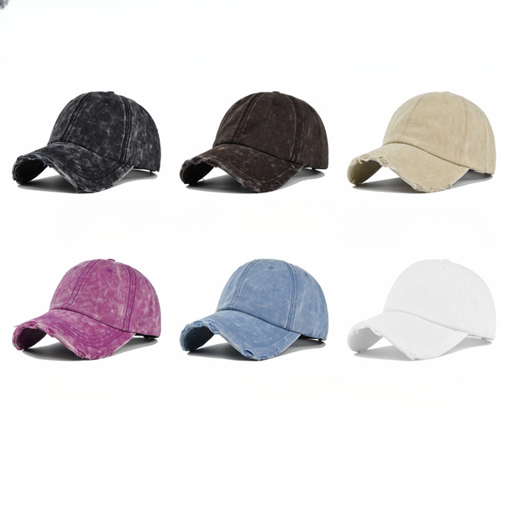 Wholesale Retro Soft Top Hole Washed Distressed Baseball Cap ACC-HT-YMX006