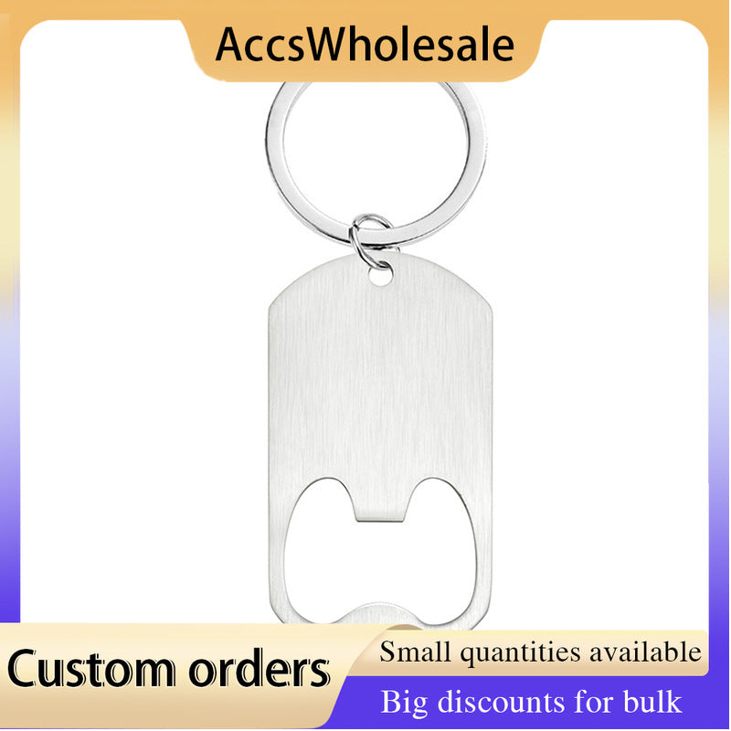 Custom Keychains with Laser Engraved Text or Logo - Bottle Opener Metal Keychain