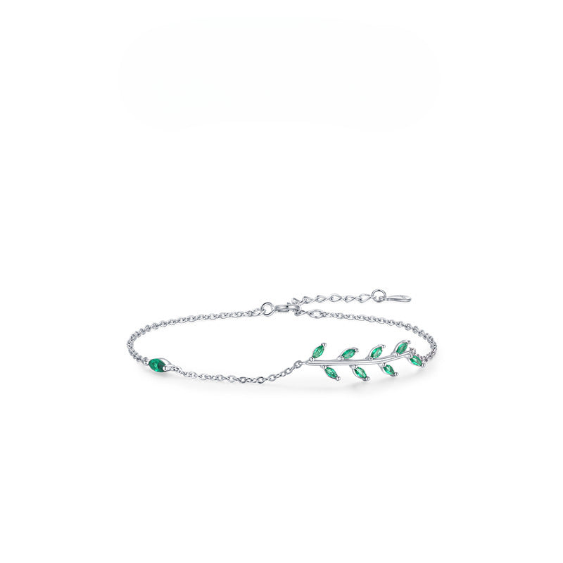 Wholesale S925 Silver Green Leaves and Branches Bracelet ACC-BT-MoDian001