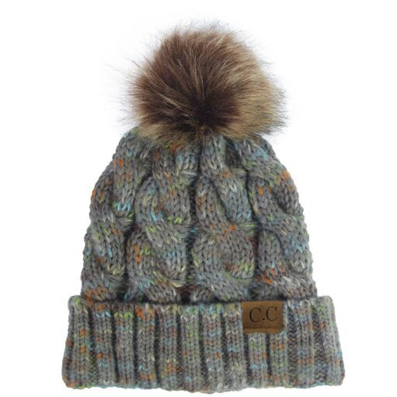 Wholesale Colorful Twisted Pom Pom Knitted Hat ACC-HT-Xiongk002
