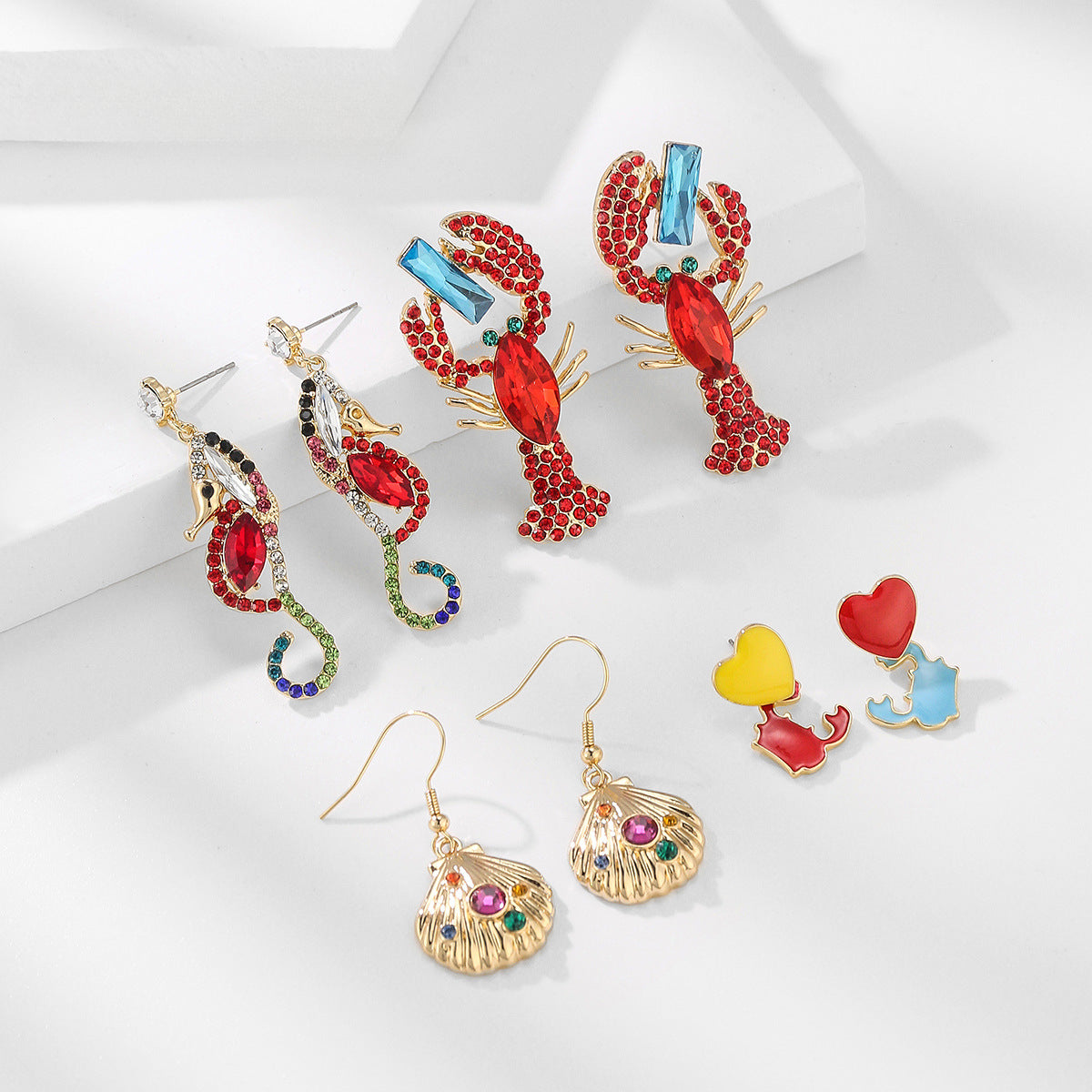 Wholesale Summer Beach Party Earrings Seahorse Crab Shell Earrings ACC-ES-KJ009