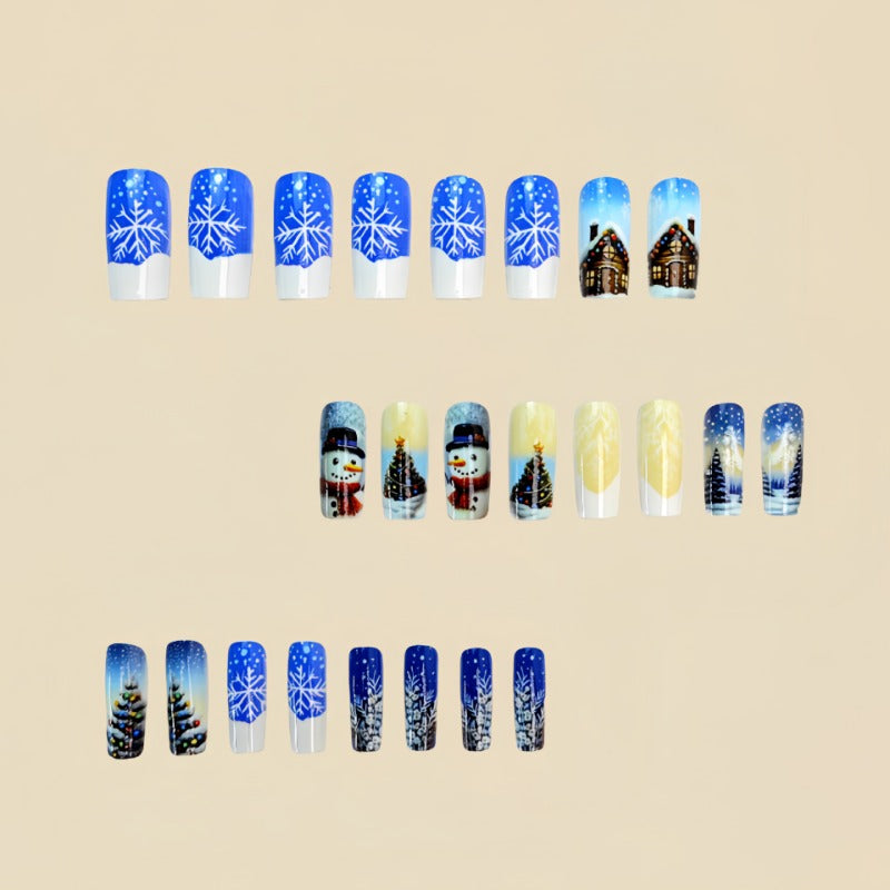 Wholesale 24 Pieces/box Christmas Snowman Nails Kits Nail Stickers ACC-NS-Qianx004