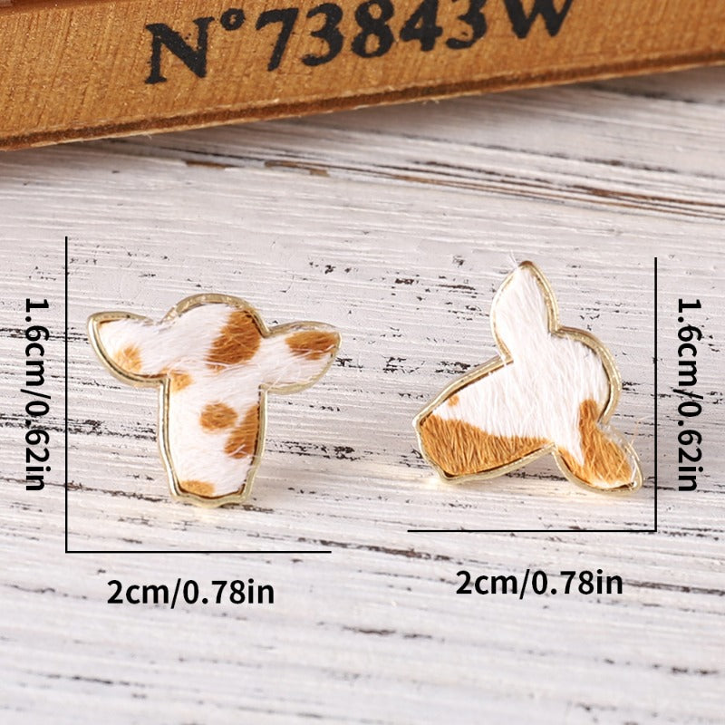 Wholesale Western Style Leopard Print Horse Fur Bull Head Earrings ACC-ES-ChuLian107