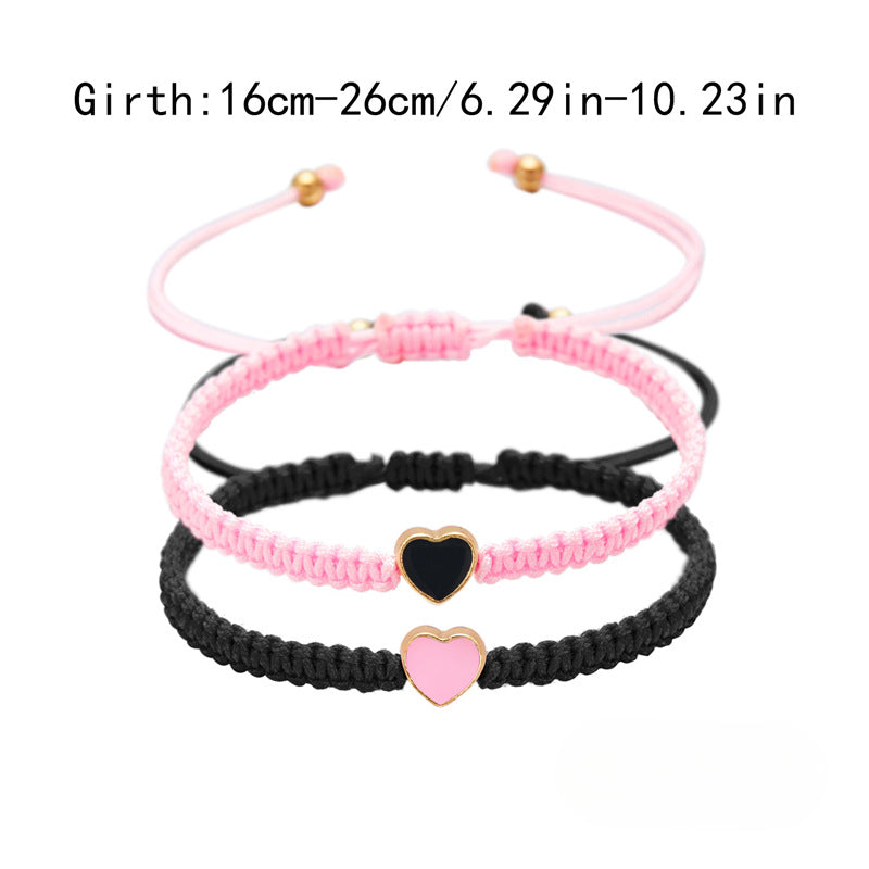 Wholesale Adjustable Peach Heart Braided Color Rope Bracelet Colorful Love Valentine's Day Gift Hand Ornaments ACC-BT-Bayue007