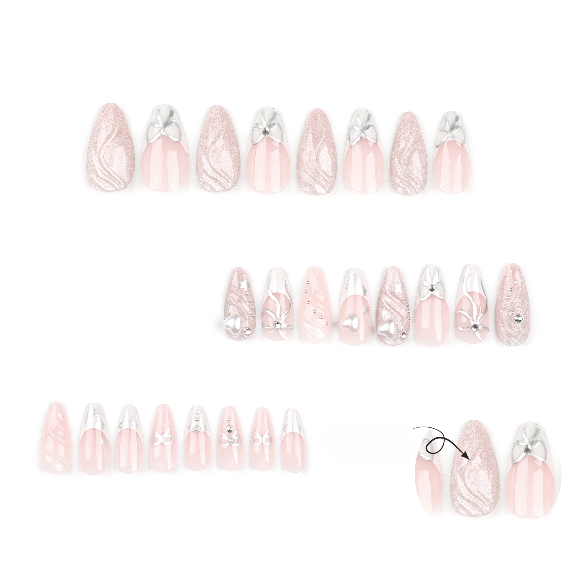 Wholesale 24 Pieces/box Love Bow Press-on Nails Kits Nail Stickers ACC-NS-LeFan062