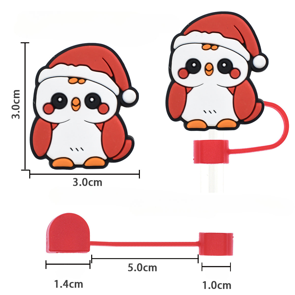 Wholesale Random 100pcs Christmas Cartoon Puppy 10mm PVC Soft Straw Tube Cap ACC-SCR-RYY094
