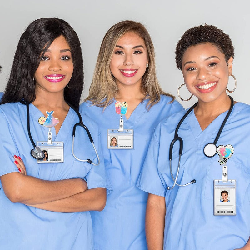 Wholesale Acrylic Baby Feet Rotating Nurse Telescopic Badge Scroll Keychain ACC-KC-LingYu009