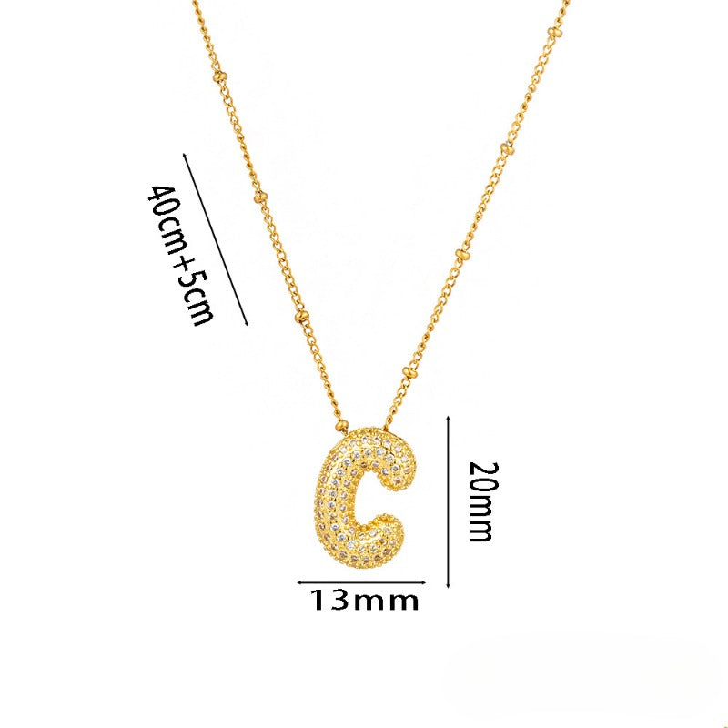 Wholesale Micro-Inlaid Zirconia Letter Pendant Necklace ACC-NE-KuCai012