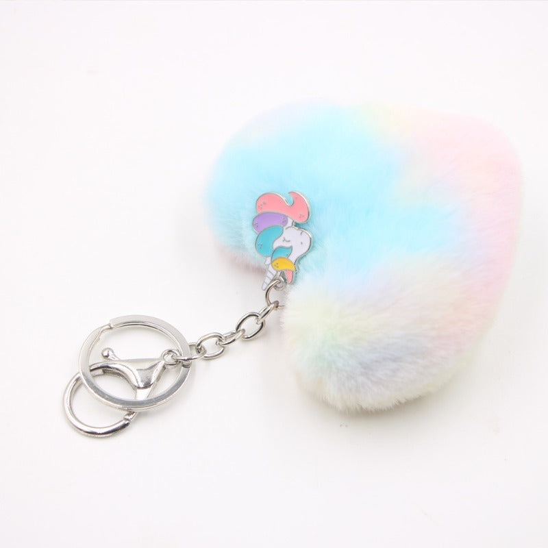 Wholesale Colorful Love Alloy Unicorn Plush Keychains ACC-KC-Zuge012