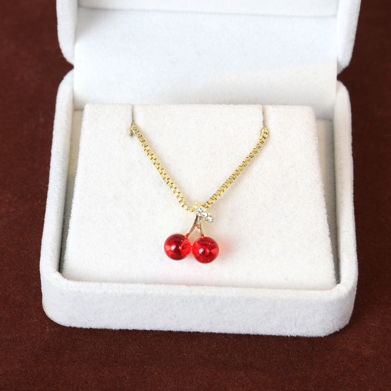 Wholesale Vintage Diamond Pomegranate Cherry Pendant Necklace Earrings Jewelry Set  ACC-NE-MDD003