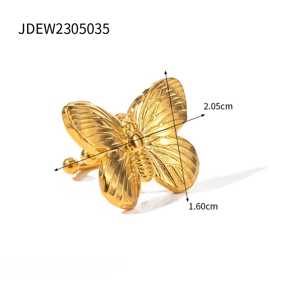 Wholesale Vintage Gold Sand Butterfly Bracelet Ring Necklace Set ACC-ES-WanXing002