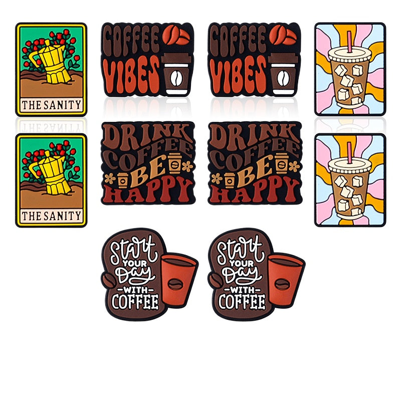 Wholesale 20pcs Coffee Letter Silicone Focal Beads DIY Bead Pen Accessories ACC-BDS-RongFa023