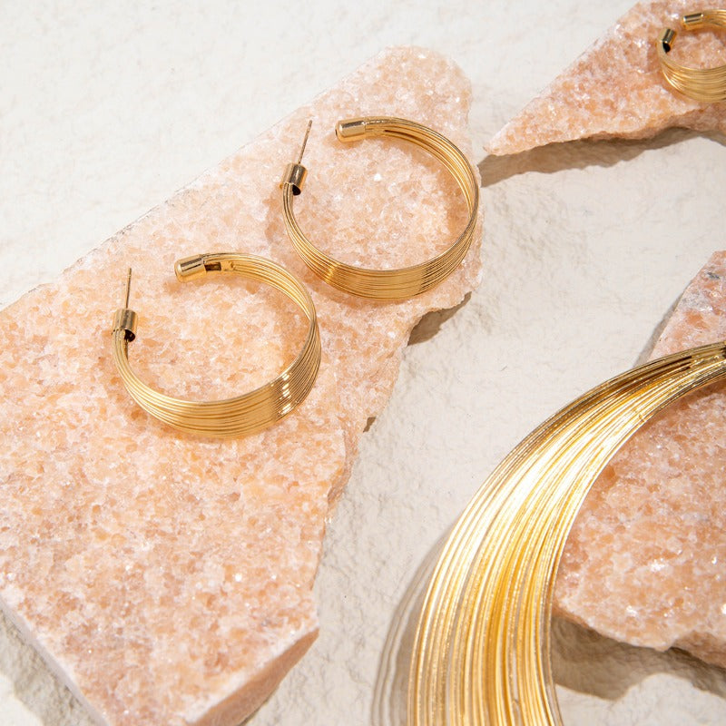 Wholesale Exaggerated Ring Multi-layer Open Collar Necklaces Rings Earrings Bracelet Set ACC-BT-YongGe008