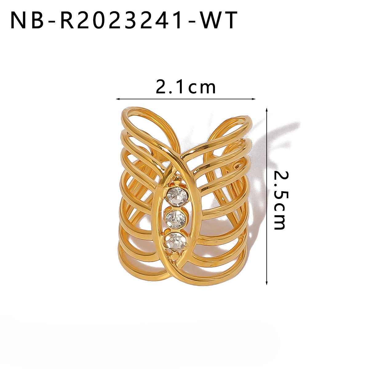 Wholesale Stainless Steel 18K Gold Plated Zircon Rings ACC-RS-XinY011