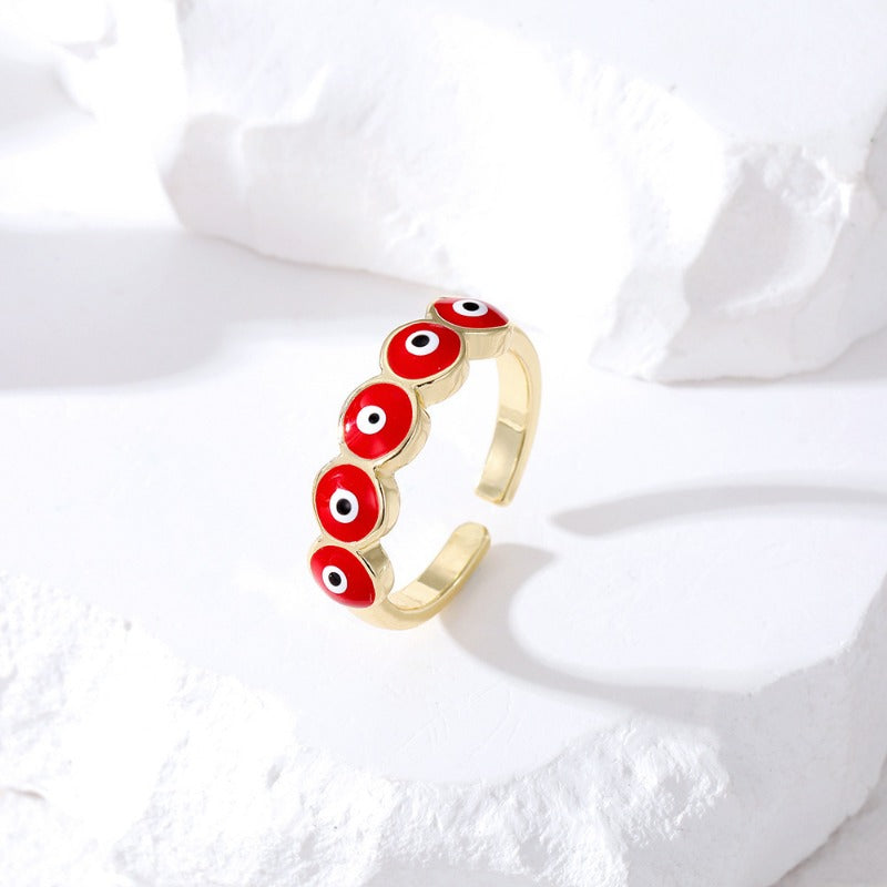 Wholesale Geometric Demon Eye Oil Drop Ring ACC-RS-QingHe002