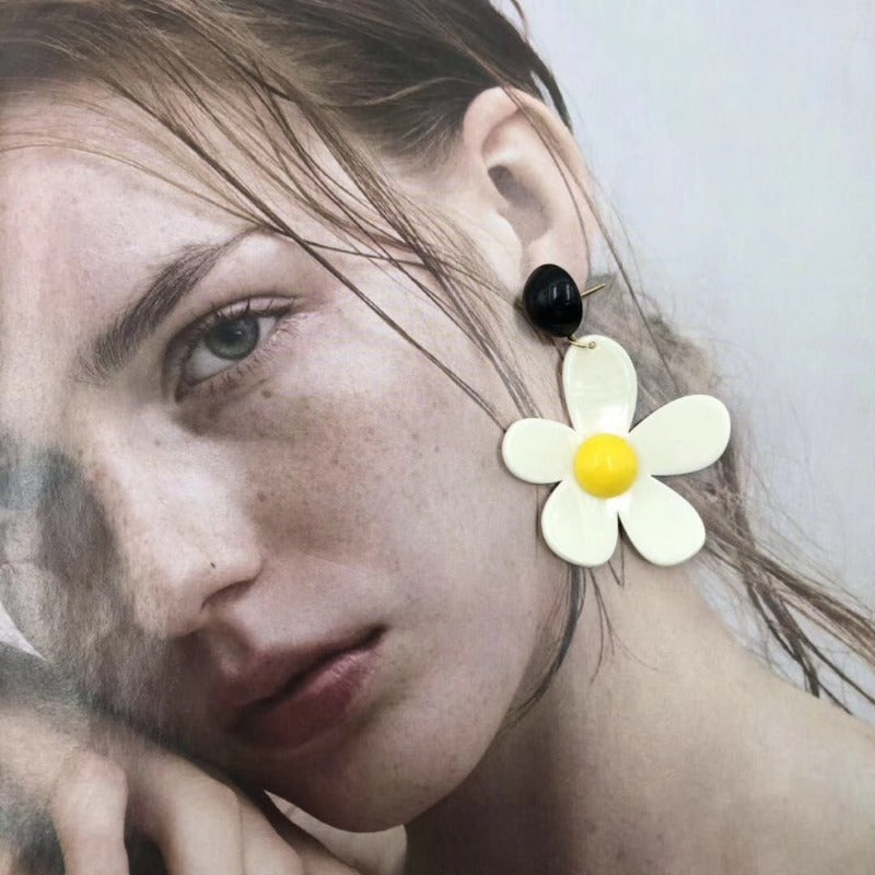 Wholesale Colorful Geometric Acrylic Flower Earrings ACC-ES-CT033