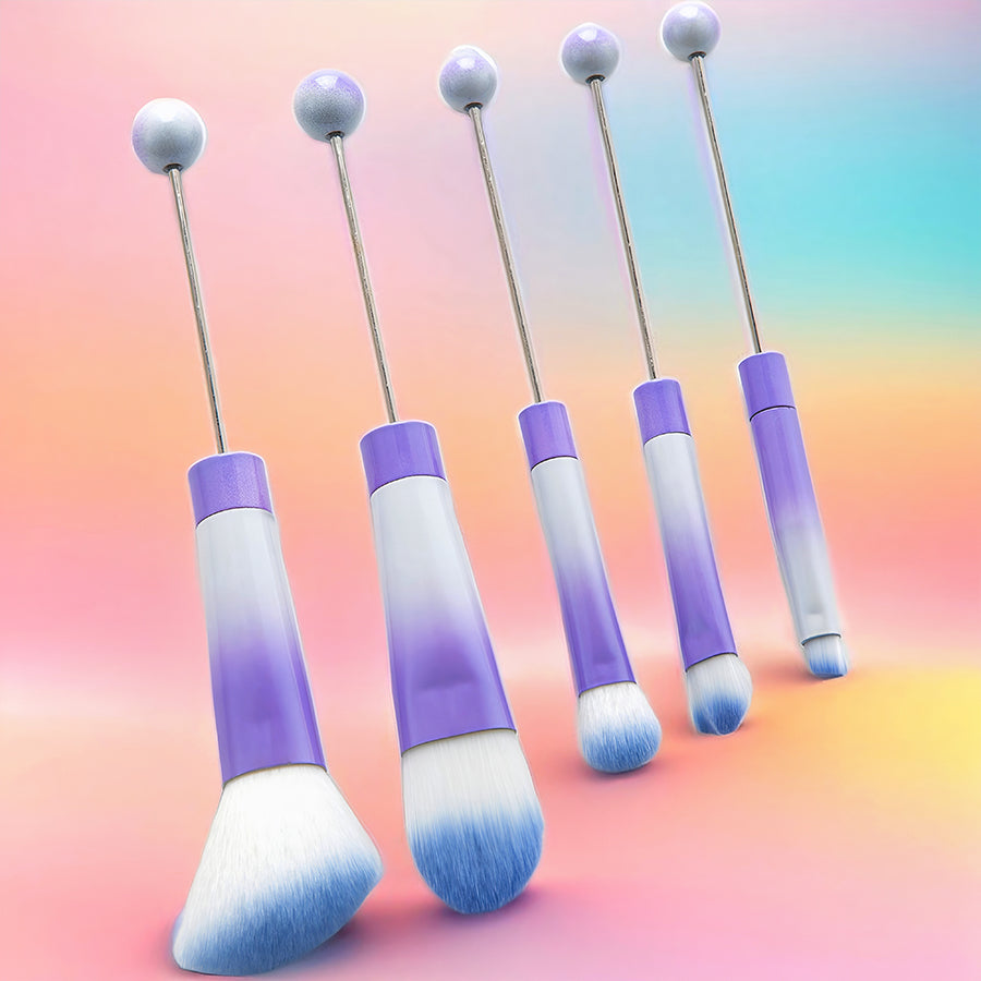 Wholesale Gradient Color Beadable 5-piece Set DIY Beaded Makeup Brush Beauty Tools ACC-MB-HuaH002