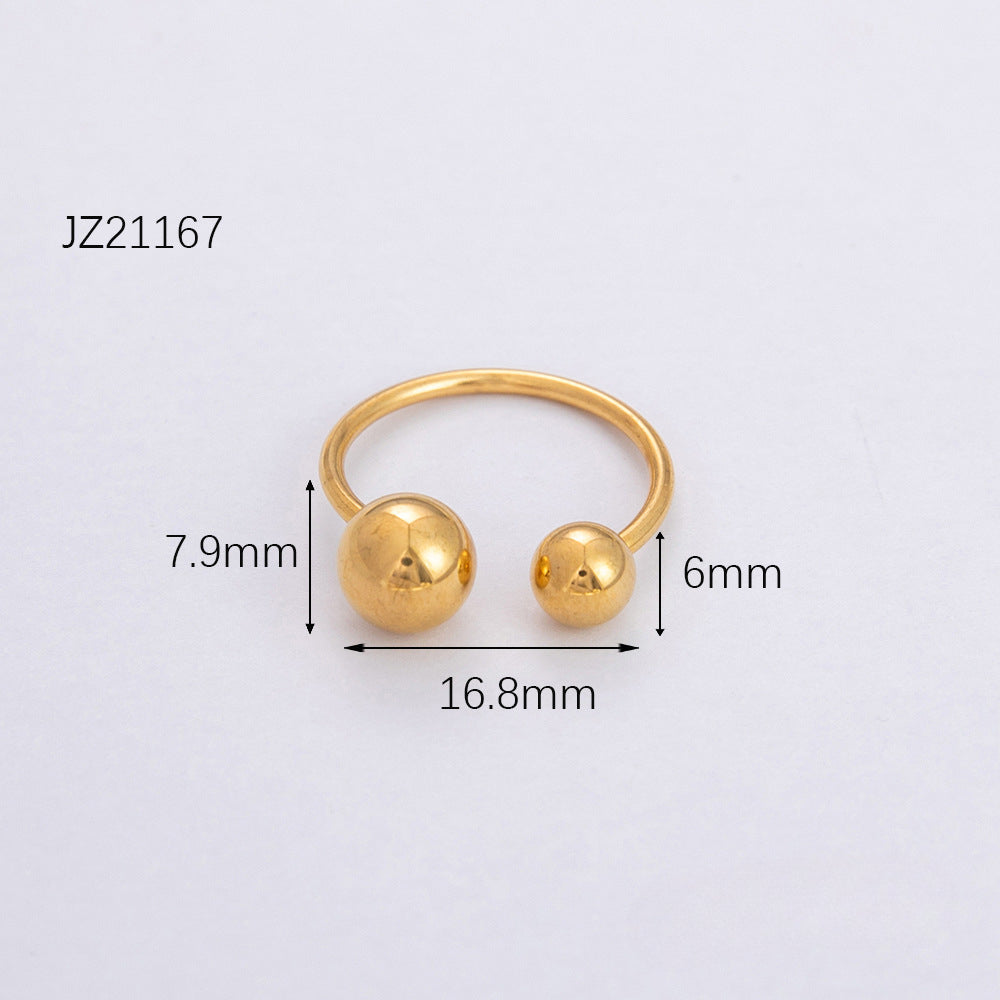 Wholesale Retro Light Luxury Ball Ring Stainless Steel Plated 18K Gold Rings ACC-RS-YuHui002