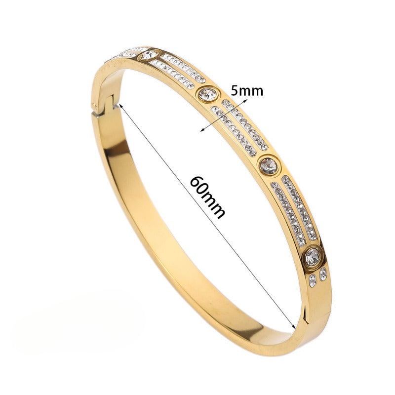 Wholesale Double Row Diamond Starry Sky Titanium Steel Bracelet ACC-BT-Ruif009