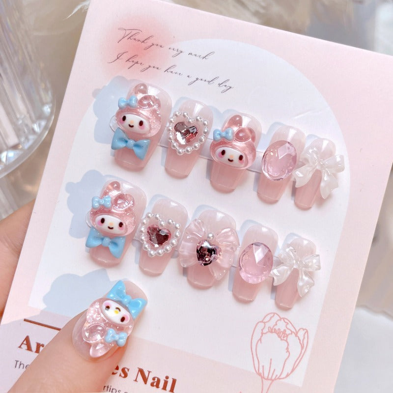 Wholesale 24 Pieces/box Cute Pink Girl Nails Kits Nail Stickers  ACC-NS-DiNa012