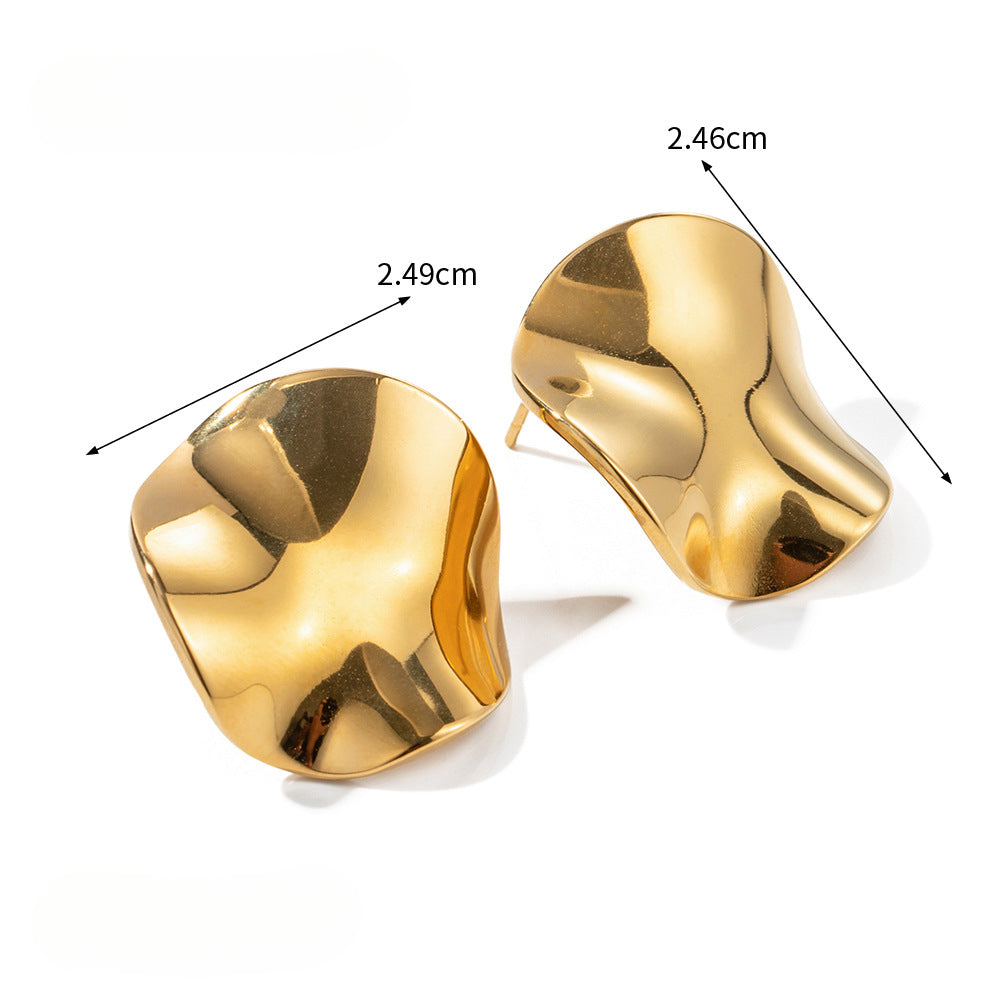 Wholesale Titanium Steel 18k Gold Stainless Steel Round Pleated Earrings ACC-ES-Jied008