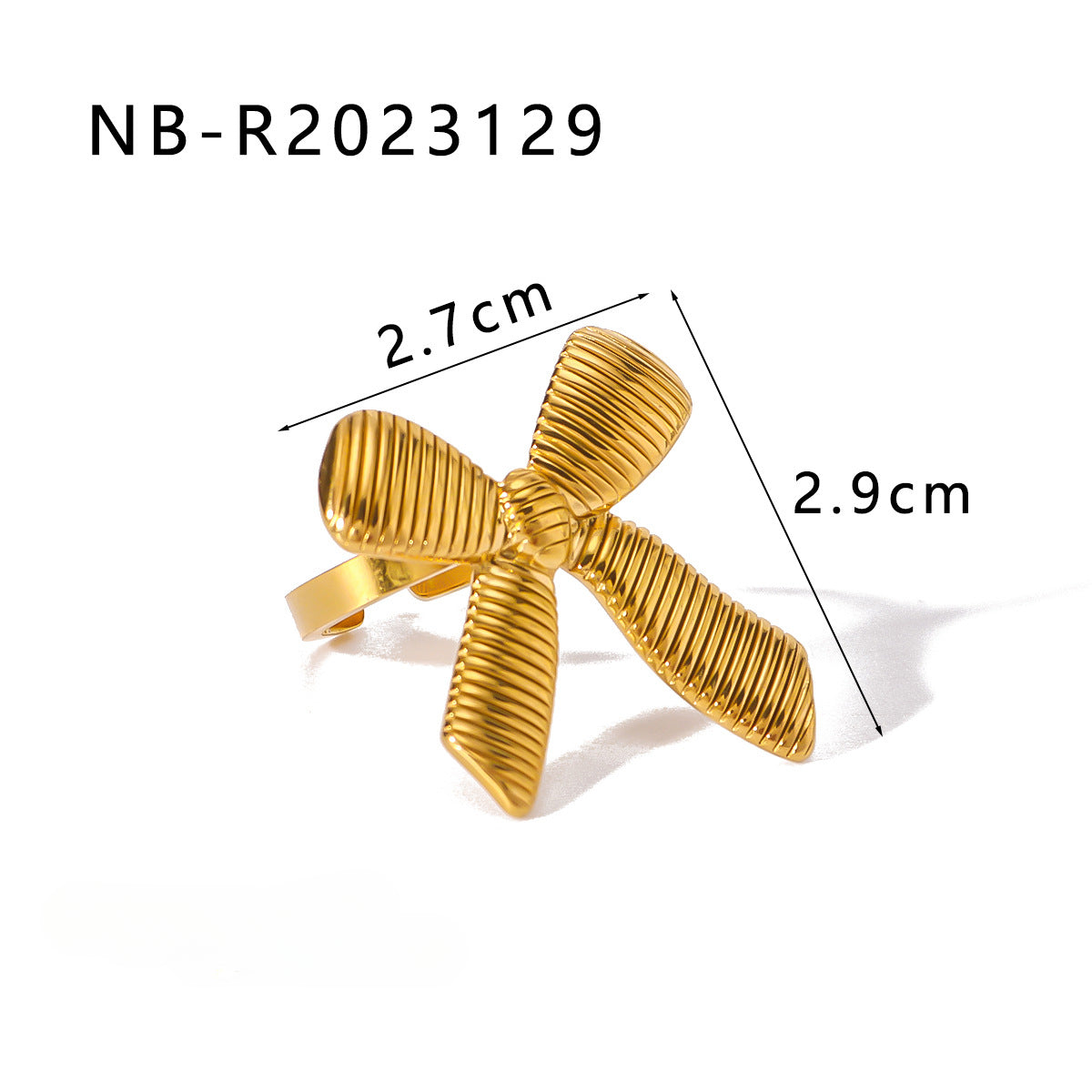 Wholesale Bow Stainless Steel Zircon Textured Rings Set ACC-RS-Xiny009