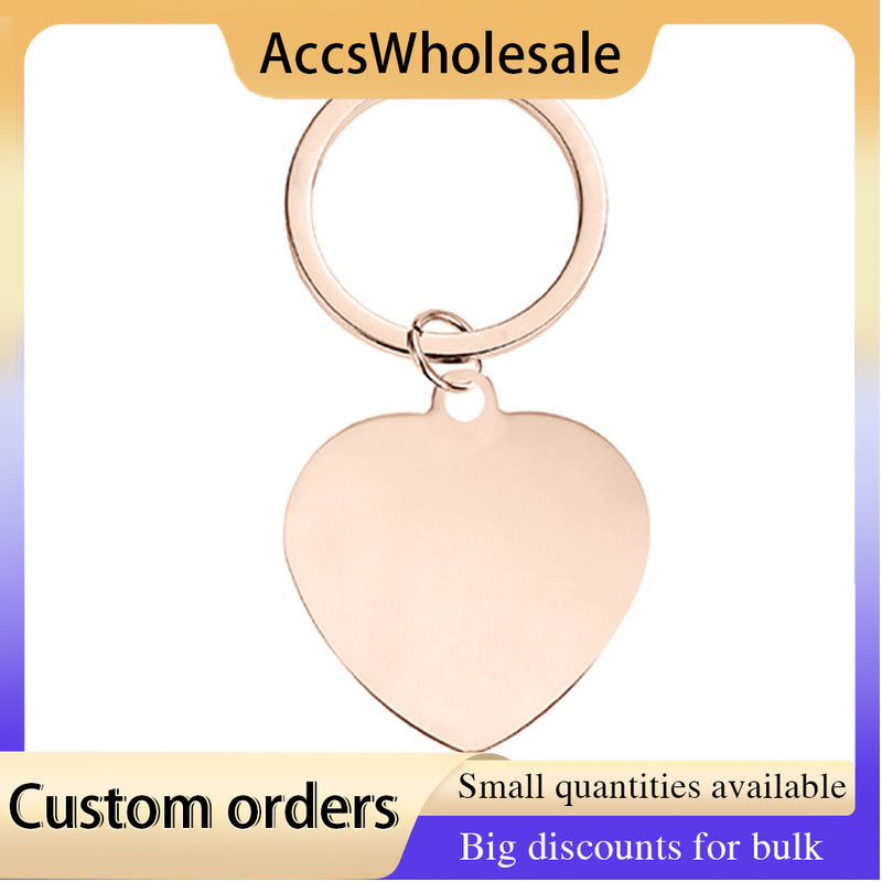 Custom Keychains with Laser Engraved Text or Logo - Multicolor Heart Shape Metal Keychains