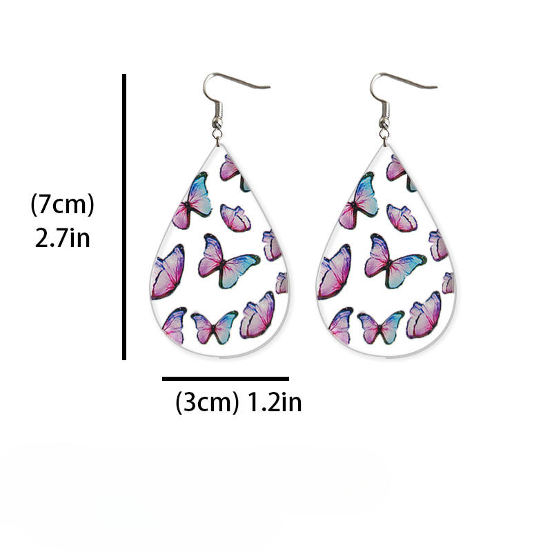 Wholesale 2 Pairs/pack Summer Turtle Leaf Flower Acrylic Drop Shape Earrings ACC-ES-HY085