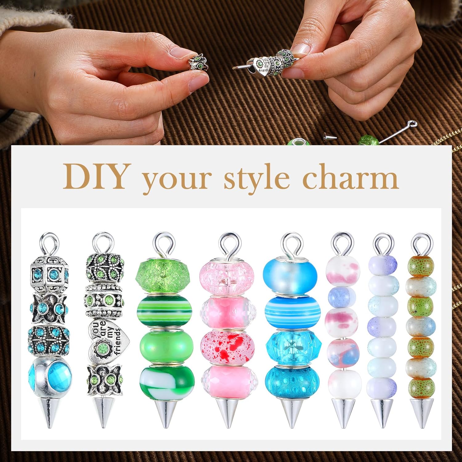 Wholesale DIY Beadable Bar Links Metal Cone Beadable Pendant Necklace Pendant Keychains ACC-KC-JiaYing002