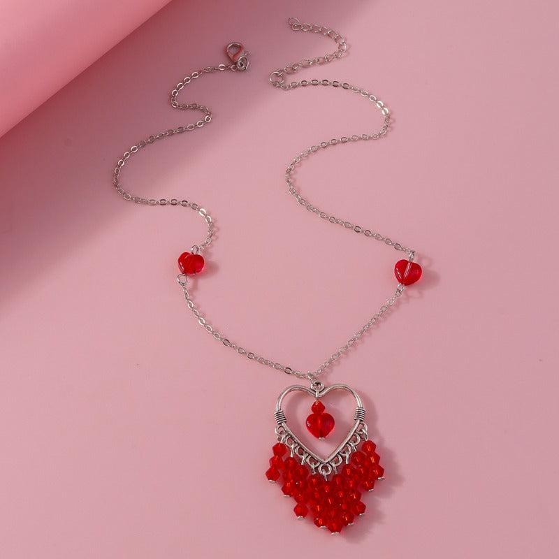 Wholesale Valentine's Day Heart Tassel Necklace ACC-NE-YueSen017
