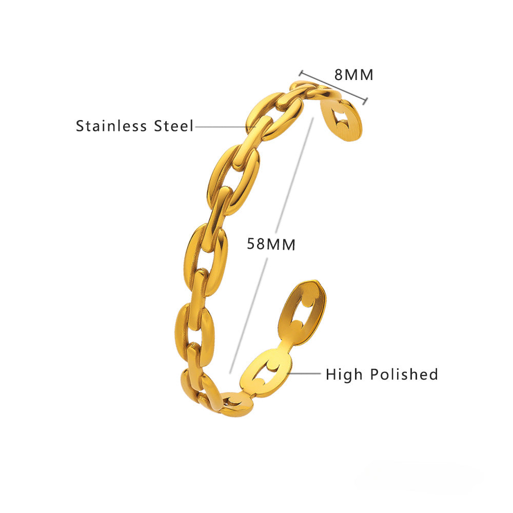 Wholesale C-shaped Irregular Titanium Steel Bracelet ACC-BT-Feif006