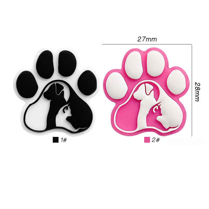 Wholesale of 10PCS Creative Dog Paw Print Food Grade Silicone Beads ACC-BDS-WDX029